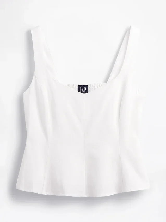 Peplum-Oberteil aus Leinenmischung