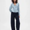 Peplum-Oberteil mit Kragen und V-Ausschnitt