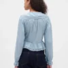 Peplum-Oberteil mit Kragen und V-Ausschnitt