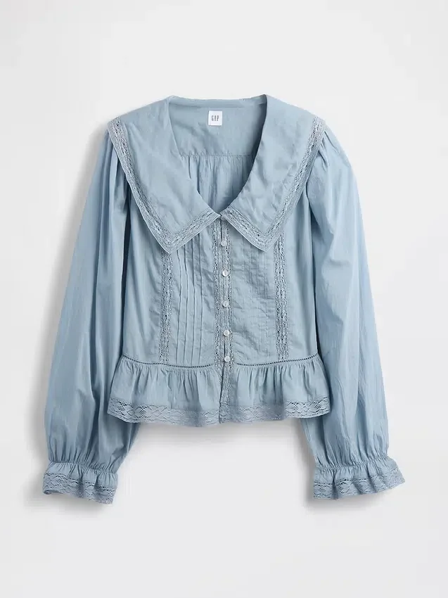 Peplum-Oberteil mit Kragen und V-Ausschnitt