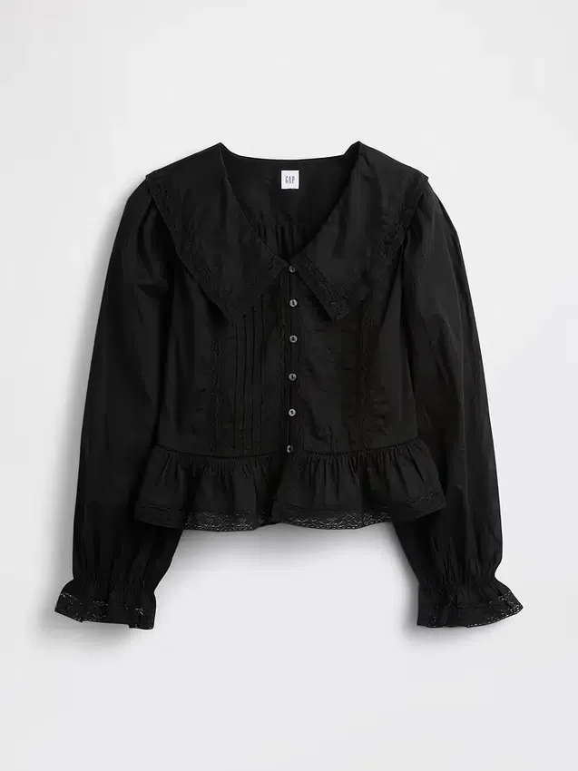 Peplum-Oberteil mit Kragen und V-Ausschnitt
