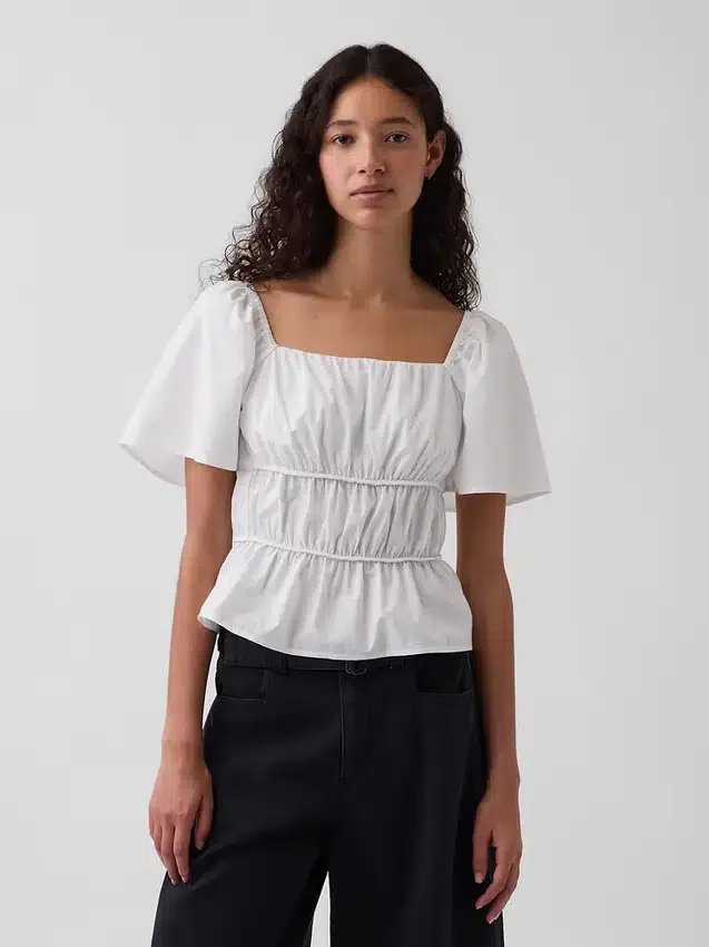 Peplum-Oberteil mit quadratischem Ausschnitt