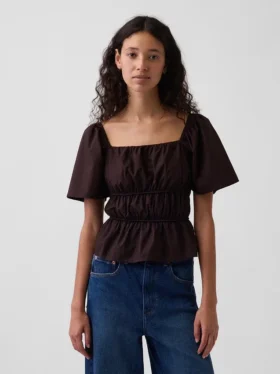 Peplum-Oberteil mit quadratischem Ausschnitt