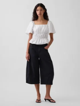 Peplum-Oberteil mit quadratischem Ausschnitt