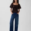 Peplum-Oberteil mit quadratischem Ausschnitt