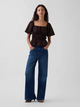 Peplum-Oberteil mit quadratischem Ausschnitt