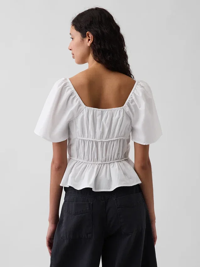 Peplum-Oberteil mit quadratischem Ausschnitt