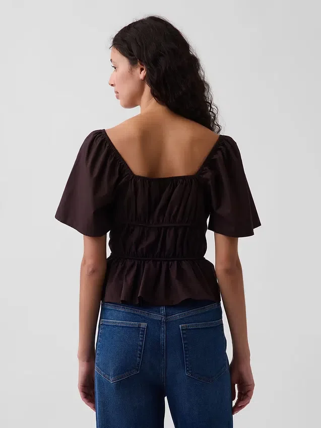 Peplum-Oberteil mit quadratischem Ausschnitt