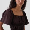 Peplum-Oberteil mit quadratischem Ausschnitt