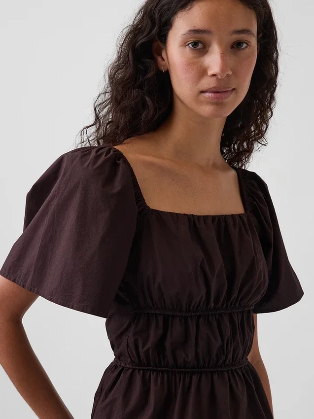 Peplum-Oberteil mit quadratischem Ausschnitt