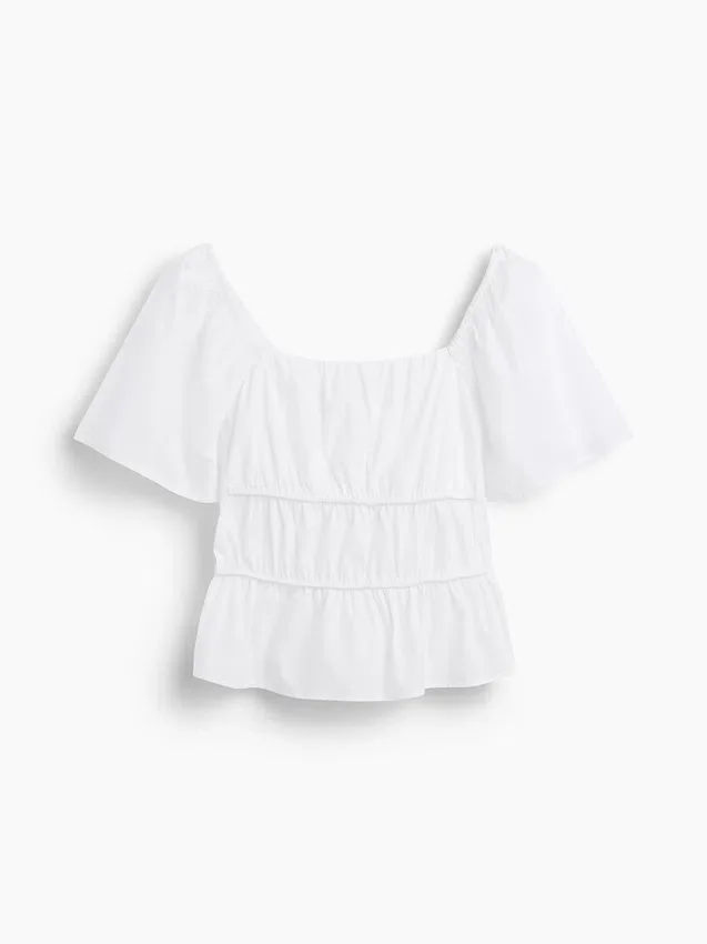 Peplum-Oberteil mit quadratischem Ausschnitt