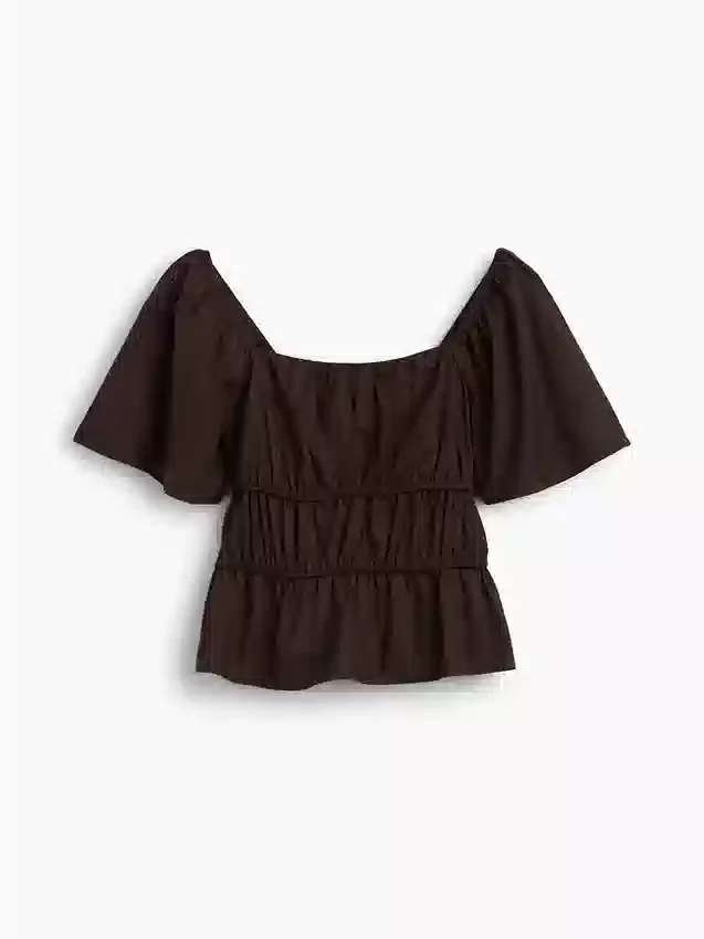 Peplum-Oberteil mit quadratischem Ausschnitt