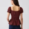 Peplum-Oberteil mit quadratischem Ausschnitt und Spitzenbesatz