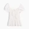 Peplum-Oberteil mit quadratischem Ausschnitt und Spitzenbesatz