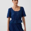 Peplum-Oberteil mit Spitzenbesatz