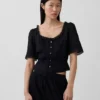 Peplum-Oberteil mit Spitzenbesatz