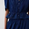 Peplum-Oberteil mit Spitzenbesatz