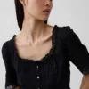 Peplum-Oberteil mit Spitzenbesatz