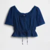 Peplum-Oberteil mit Spitzenbesatz
