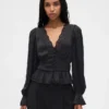 Peplum-Oberteil mit V-Ausschnitt und Lochstickerei