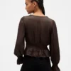 Peplum-Oberteil mit V-Ausschnitt und Lochstickerei