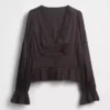 Peplum-Oberteil mit V-Ausschnitt und Lochstickerei