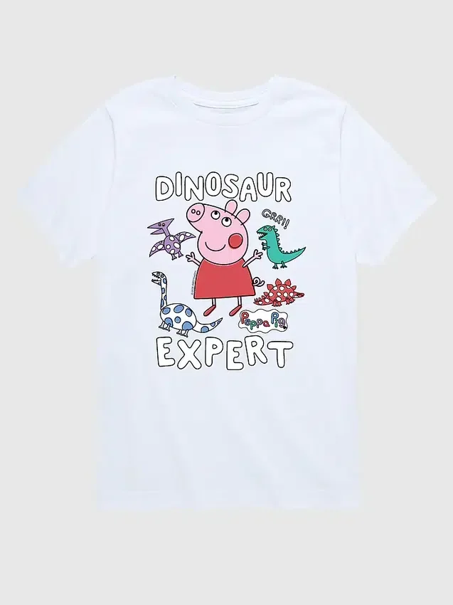 Peppa Pig „Dinosaur Expert“ T-Shirt mit Grafik für Kleinkinder, kurzärmelig
