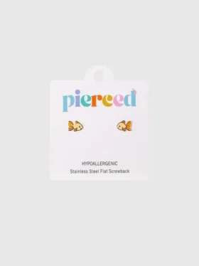 Pierced Co Goldfisch-Ohrstecker mit Schraubverschluss