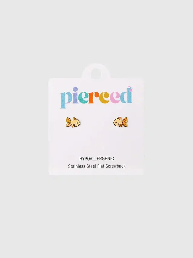 Pierced Co Goldfisch-Ohrstecker mit Schraubverschluss
