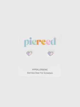 Pierced Co Herz-Duo-Ohrringe mit Schraubverschluss