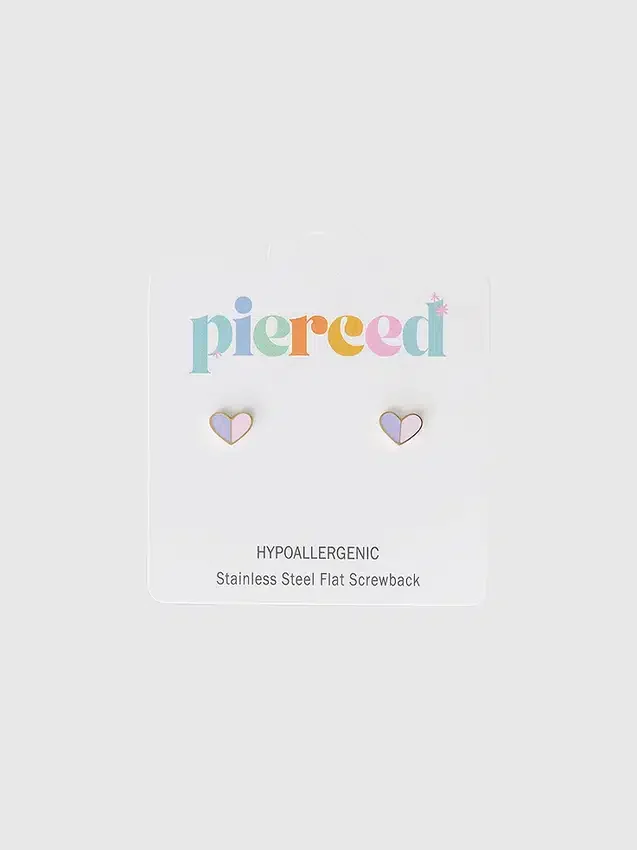 Pierced Co Herz-Duo-Ohrringe mit Schraubverschluss