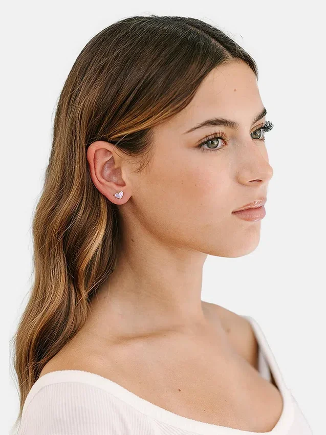 Pierced Co Herz-Duo-Ohrringe mit Schraubverschluss