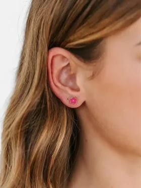 Pierced Co Hot Pink Blumen-Ohrstecker