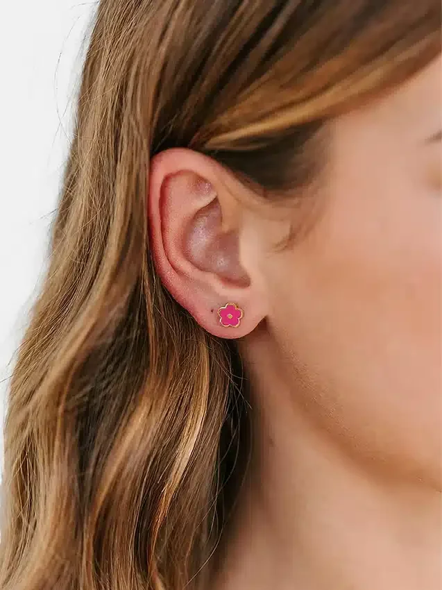Pierced Co Hot Pink Blumen-Ohrstecker
