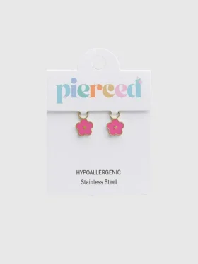 Pierced Co Hot Pink Flower-Anhänger für Huggie-Ohrringe