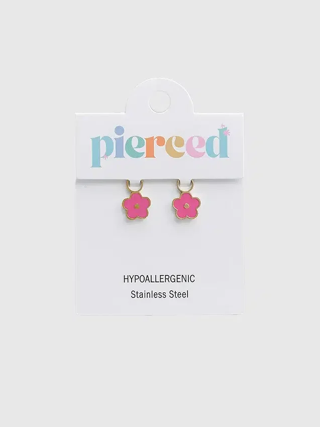 Pierced Co Hot Pink Flower-Anhänger für Huggie-Ohrringe