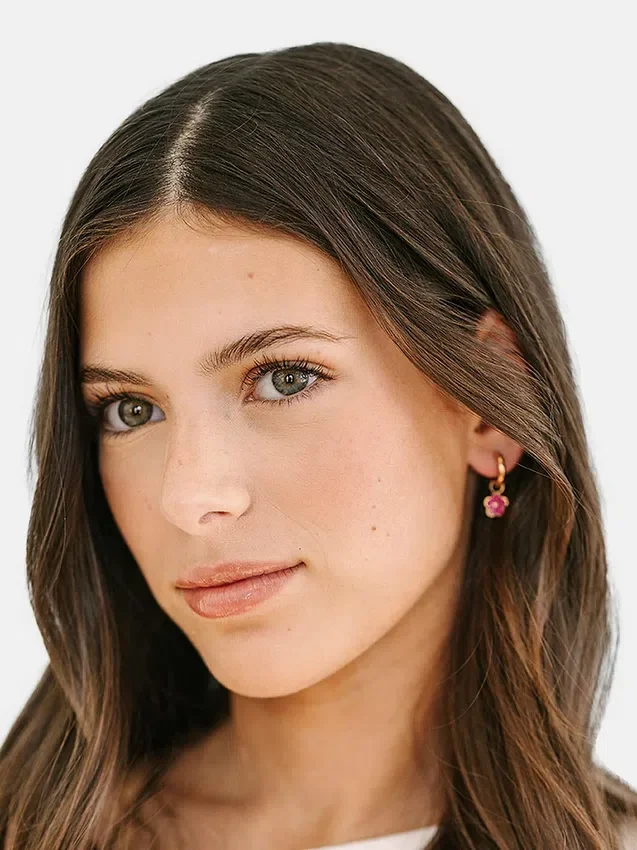 Pierced Co Hot Pink Flower-Anhänger für Huggie-Ohrringe