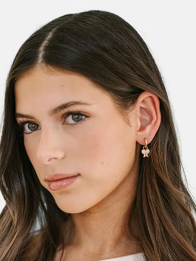 Pierced Co Rosa Schleifen-Anhänger für Huggie-Ohrringe