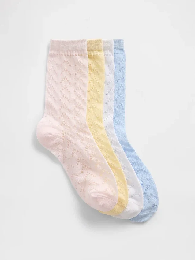 Pointelle-Crew-Socken für Kinder (4er-Pack)