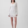 Pointelle-Mini-Pullover-Kleid