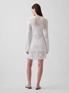 Pointelle-Mini-Pullover-Kleid