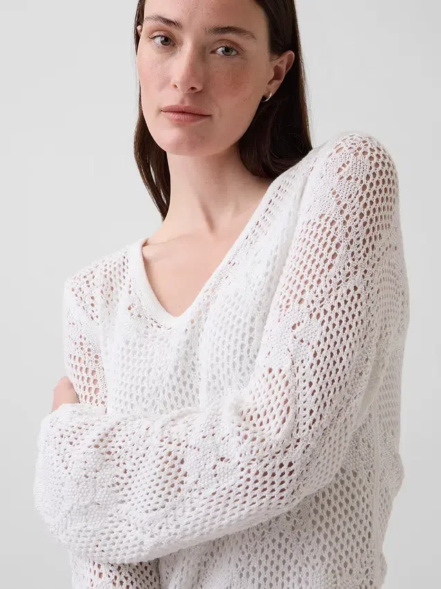 Pointelle-Mini-Pullover-Kleid