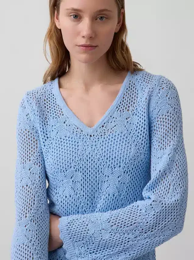 Pointelle-Mini-Pullover-Kleid