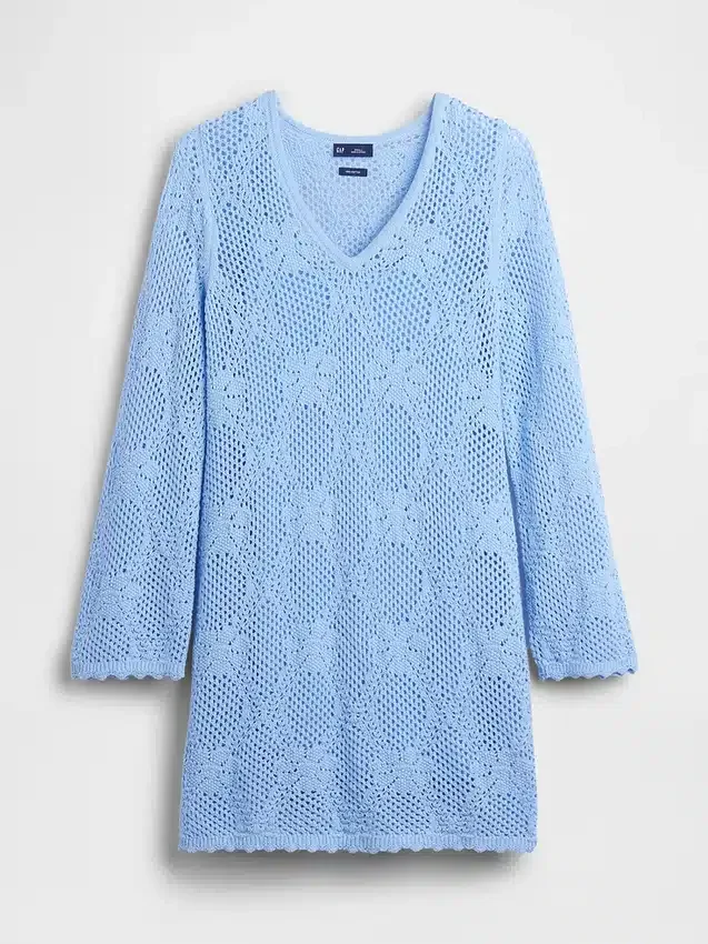 Pointelle-Mini-Pullover-Kleid