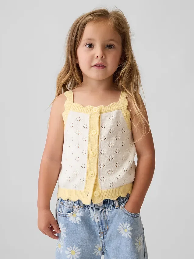 Pointelle-Pullover-Tanktop mit Farbblöcken für Baby & Kleinkind
