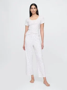 Pointelle-Pyjama-Hose in verkürzter Länge