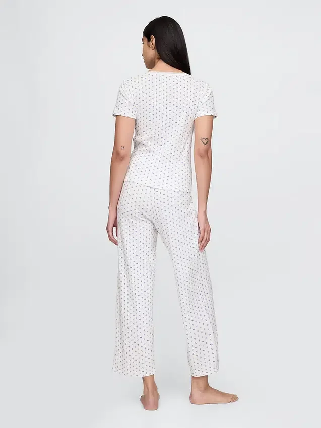 Pointelle-Pyjama-Hose in verkürzter Länge