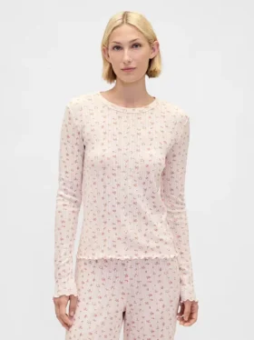 Pointelle-Pyjama-Oberteil