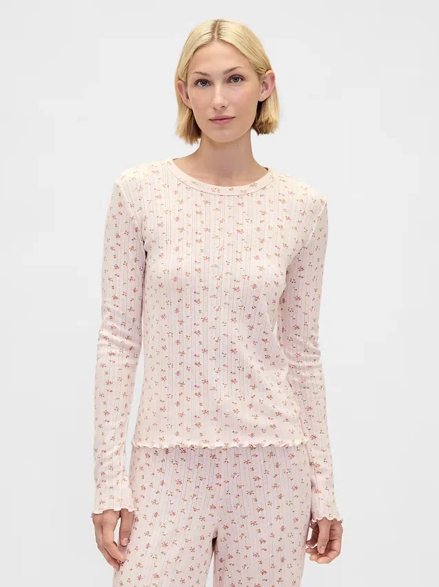 Pointelle-Pyjama-Oberteil