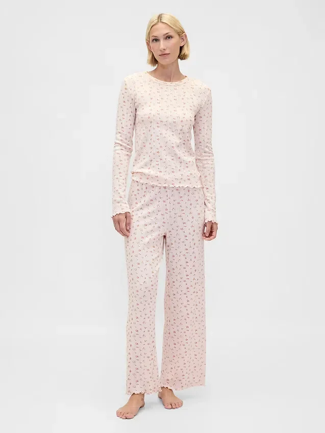 Pointelle-Pyjama-Oberteil